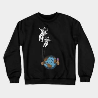 Astronaut Baloons of Earth Crewneck Sweatshirt